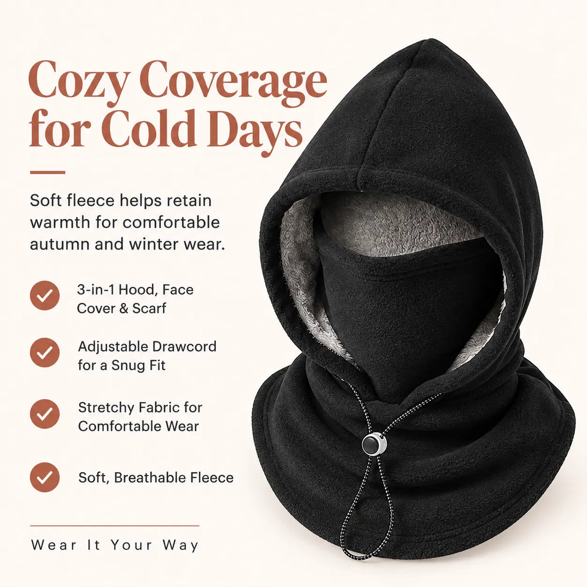 YIUU 3 in 1 Winter Hood